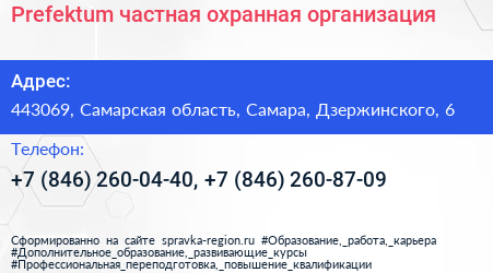 Prefektum частная охранная организация - визитка