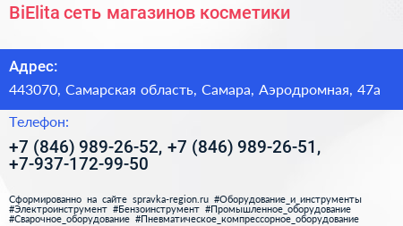 BiElita сеть магазинов косметики - визитка