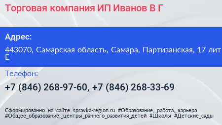 Торговая компания ИП Иванов В Г  - визитка