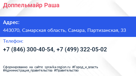 Доппельмайр Раша - визитка