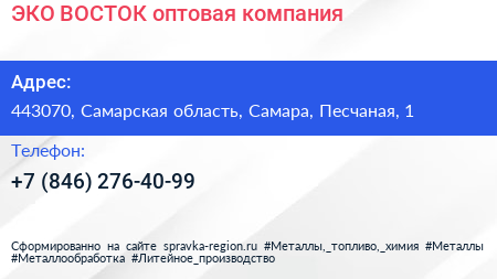 ЭКО ВОСТОК оптовая компания - визитка