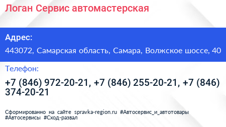 Логан Сервис автомастерская - визитка