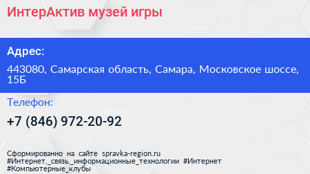 ИнтерАктив музей игры - визитка
