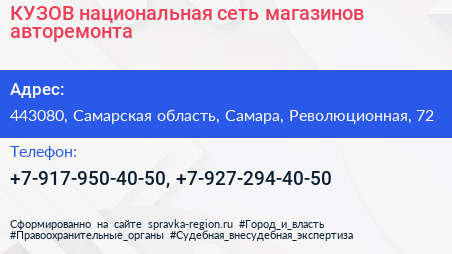 КУЗОВ национальная сеть магазинов авторемонта - визитка