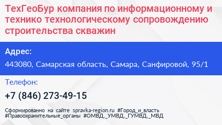 ТехГеоБур компания по информационному и технико технологическому сопровождению строительства скважин - визитка