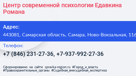 Центр современной психологии Едавкина Романа - визитка