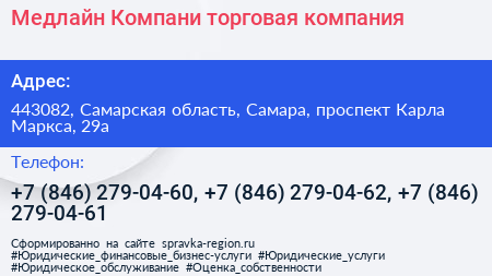 Медлайн Компани торговая компания - визитка