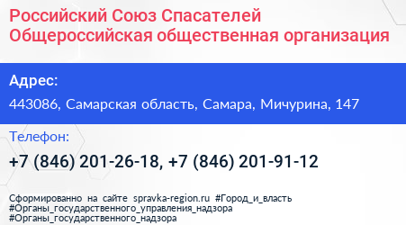 Российский Союз Спасателей Общероссийская общественная организация - визитка