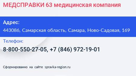 МЕДСПРАВКИ 63 медицинская компания - визитка