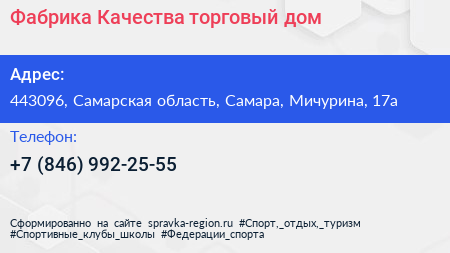 Фабрика Качества торговый дом - визитка