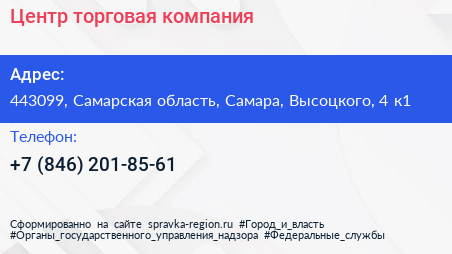 Центр торговая компания - визитка