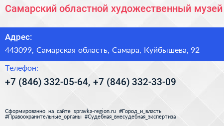 Самарский областной художественный музей - визитка