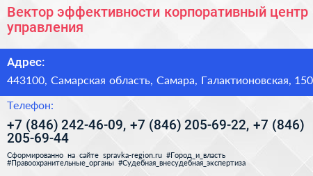 Вектор эффективности корпоративный центр управления - визитка