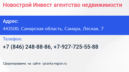 Новострой Инвест агентство недвижимости - визитка