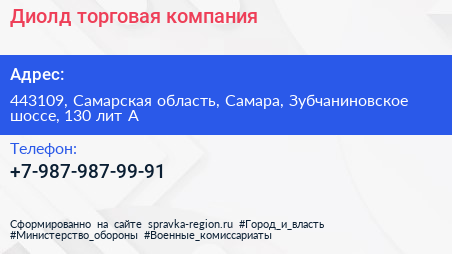 Диолд торговая компания - визитка