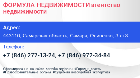 ФОРМУЛА НЕДВИЖИМОСТИ агентство недвижимости - визитка