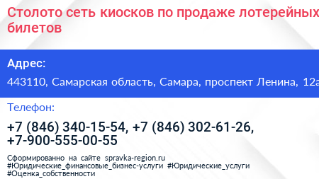 Столото сеть киосков по продаже лотерейных билетов - визитка