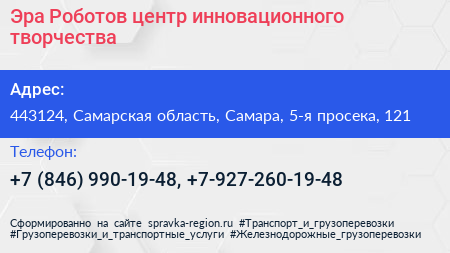 Эра Роботов центр инновационного творчества - визитка