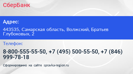 СберБанк - визитка