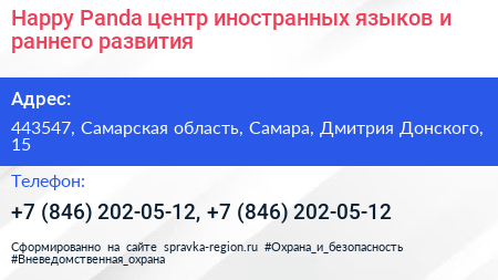 Happy Panda центр иностранных языков и раннего развития - визитка