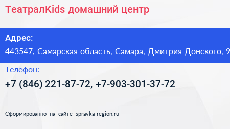 ТеатралKids домашний центр - визитка