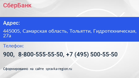 СберБанк - визитка