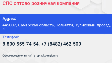 СПС оптово розничная компания - визитка