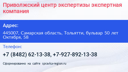 Приволжский центр экспертизы экспертная компания - визитка