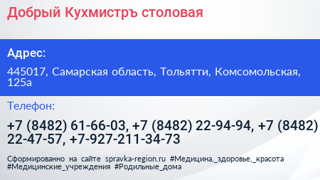 Добрый Кухмистръ столовая - визитка