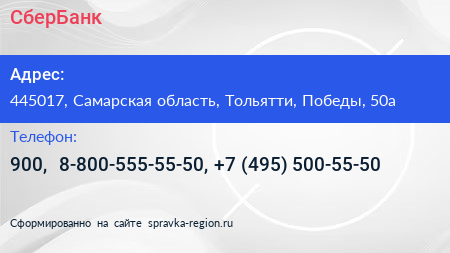 СберБанк - визитка