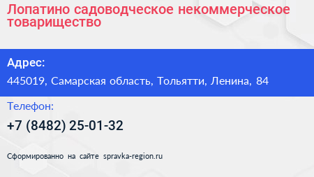 Лопатино садоводческое некоммерческое товарищество - визитка