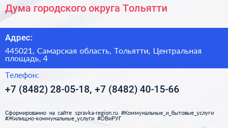 Дума городского округа Тольятти - визитка