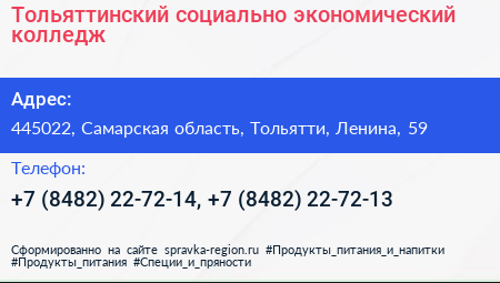 Тольяттинский социально экономический колледж - визитка