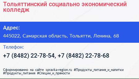 Тольяттинский социально экономический колледж - визитка