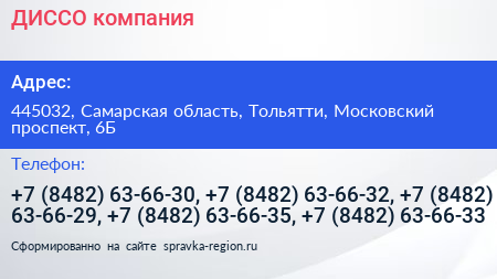 ДИССО компания - визитка