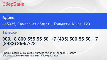 СберБанк - визитка