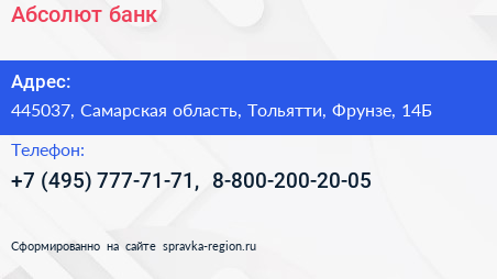 Абсолют банк - визитка