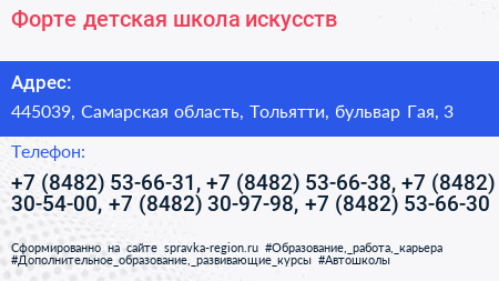 Форте детская школа искусств - визитка