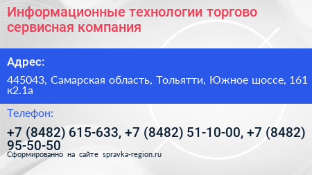Информационные технологии торгово сервисная компания - визитка