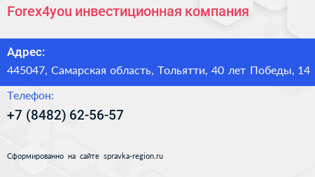 Forex4you инвестиционная компания - визитка