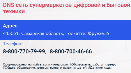 DNS сеть супермаркетов цифровой и бытовой техники - визитка