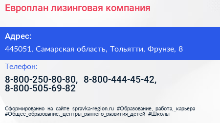 Европлан лизинговая компания - визитка