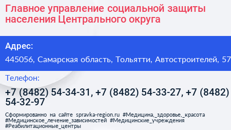 Главное управление социальной защиты населения Центрального округа - визитка