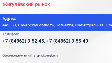 Жигулёвский рынок - визитка