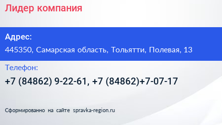 Лидер компания - визитка