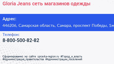 Gloria Jeans сеть магазинов одежды - визитка