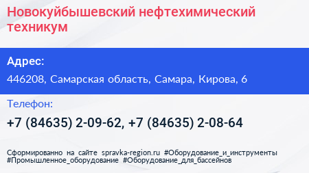 Новокуйбышевский нефтехимический техникум - визитка