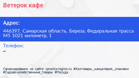 Ветерок кафе - визитка