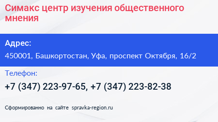 Симакс центр изучения общественного мнения - визитка