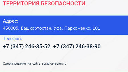 ТЕРРИТОРИЯ БЕЗОПАСНОСТИ - визитка